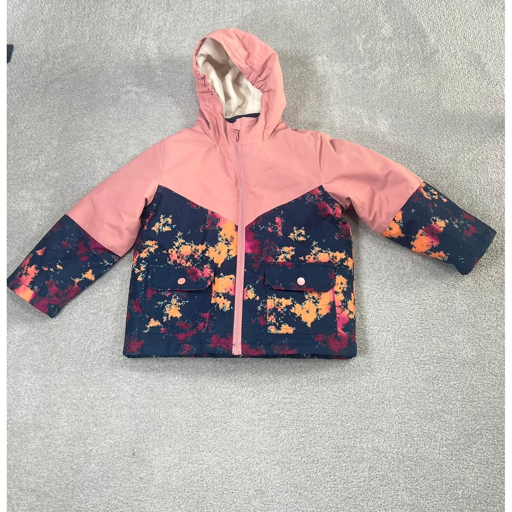Swiss Tech Girls 4T 3-in-1 Systems Winter Jacket Pink Navy Abstract Fleece Liner